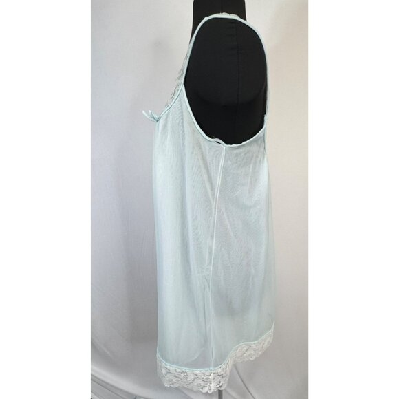 Henson Kickernick Blue Sheer Nylon Lace Nightgown Gown Medium Needs Repairs - Picture 8 of 10